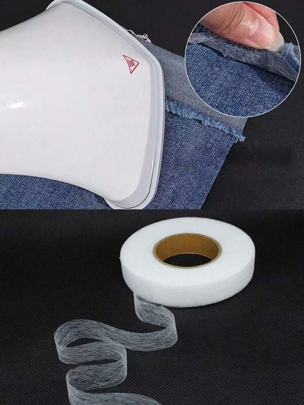 64m/Rolle Doppelseitiges Vlies-Einlage - langanhaltend, perfekt für DIY Nähen und Säumen, Bügeln, Multifunktional Weiß