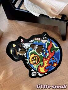 1pc Black People Earth Creative Art Design, Fashionable Pattern, Soft & Comfortable Bedroom Carpet, Home Decor, Easy To Clean, Made Of Polyester, Hand Wash Only, Suitable For Living Room, Bedroom, Indoor Use, Bedroom Decor, Room Decor, Small Rug - Multicolor - View 13