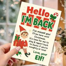 1/2pcs Festive Elf Card With "I'm Back, I Missed You" |Sweet Christmas Elf Greeting: I'm Back & Thinking Of You – Great For Holiday Wishes, Birthdays & Festive Decor|Christmas Elf Greeting Card: I'm Back & I Missed You – Perfect For Holidays, Parties, Wishes & Birthdays - Multicolor - View 5