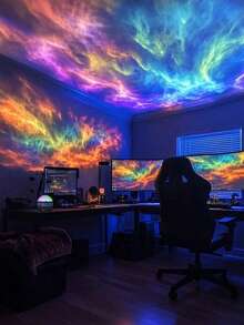 Aurora Wave LED Projector - 2-In-1 Northern Lights & Ocean Wave Night Lamp With Remote, 14 Vibrant Effects, Powered Via Supplied Cable, Ideal For Bedroom, Game Room, Home Theater Decor, Ambiance Lighting & Relaxation - cực quang - Xem 7