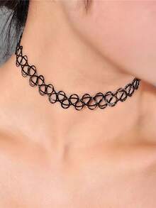 1pc Necklace / 3pcs Necklace + Bracelet + Ring Tattoo Choker Set: Necklace, Bracelet, Ring - Blending 90s Necklace Style With 2000s Y2K Vintage Fashion - Stretchy Tattoo-Inspired Jewelry Accessories For Adults