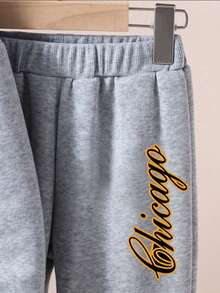 Áo hoodie ấm áp in chữ và quần nỉ thường ngày cho bé trai - Xám - Xem 6