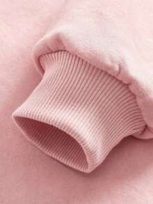 少女可爱猫咪印花保暖套头卫衣，秋冬季保暖舒适，适合休闲、街头和校园穿着。 - 粉色 - 查看 7