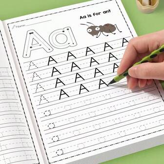Cuaderno de trabajo de 32 páginas para practicar el trazado de letras del abecedario para niños | Práctica de alfabeto de la A a la Z para preescolar y jardín de infantes | Divertido libro de escritura temprana con páginas para dibujar, cuaderno de caligrafía, palabra mágica, gran regalo, libro de práctica, lúdico, libro de escritura en inglés duradero y beneficioso para volver a la escuela