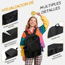 Mochilas Para Mujer/Hombre, Impermeable Mochila Informal Unisex Con Bolsillo Para Bolígrafo, De Gran Capacidad Con 2 Compartimentos Principales Para La Escuela, Exteriores - azul - Ver 6