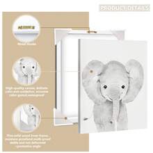 1件主题婴儿房墙面装饰画，适合男孩房、中性婴儿房，图案包含大象、狮子和长颈鹿，防水，可用作床头墙纸、派对装饰礼品。