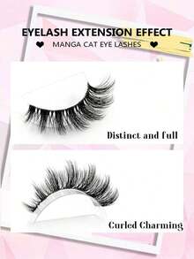 7 Pairs Natural Messy Cat Eye False Eyelashes, Transparent Band, Cat Eye Makeup Effect, Thin & Long, Extended Outer Corner, Soft & Natural Looking False Lashes - Lông mi mềm mại - Xem 2