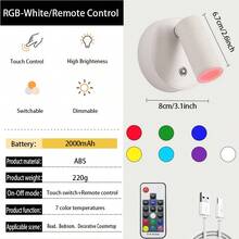 1pc Wireless Spotlight, LED Night Light With 3 Color Modes To Choose From, USB Powered, Rechargeable Wall Light With Remote Control, Suitable For Artwork And Plant Display - Warm Light/white Light/neutral Light - View 17
