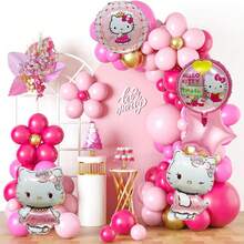 生日派对气球 可爱动漫凯蒂猫和朋友主题铝箔气球套装派对用品房间装饰派对礼品装饰品
