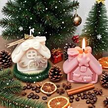 1pc 3D Christmas House Scented Candle Silicone Mold DIY Christmas House Peach Blossom House Scented Stone Plaster Home Decor Silicone Mold