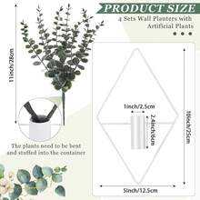 Jexine Hanging Planters With Artificial Eucalyptus Metal Hanging Vase Indoor Plants Holder Modern Geometric Boho Bathroom Wall Decor For Living Room Home Office (,4 Pcs) - White - 查看 2