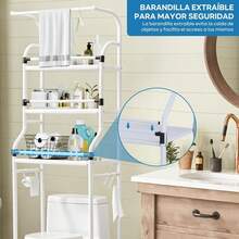 Estante Baño sobre Inodoro, Estante Baño De 3 Niveles, Barandilla Desmontable, Repisa de Acero Inoxidable, Estanterías de Almacenamiento adecuadas para Balcones y lavaderos - 1 - Ver 7