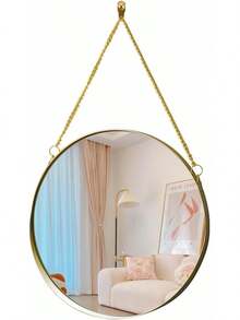 ¡RecomendadoRedondo de Pared sin Agujero Vintage Dorado Redondo de Pared, Espejo de Cadena Colgante Multiusos para baño, Dormitorio, salón, etc, Decorativo clásico (Grande)¡Top de Temporada - 45,5 largo x 30,5 ancho cm - Ver 9