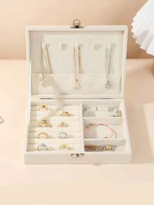 1 pièce Boîte à bijoux en velours verrouillable, boîte de rangement de bijoux de luxe verrouillable, boîte de rangement pour la salle de bain, boîte de rangement pour bijoux pour colliers, boucles d'oreilles, bracelets, bagues, style français élégant, boîte à bijoux anti-oxydation pour bracelet, boucle d'oreille, collier, boîte de rangement multi-compartiments multi-couches pour bague, bracelet, pendentif, cadeau de Noël, cadeau de la Saint-Valentin, cadeau de rentrée scolaire