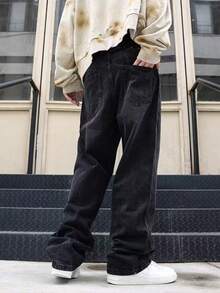 Men's Loose Fashion Pocketed Casual Versatile Straight Leg Jeans, All Season, Grunge