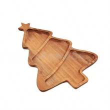 1 PIEZA Bandeja navideña, bandeja con forma de árbol de Navidad, hecha de madera de acacia, tabla de cocina multiusos para fiestas. Adecuada para Navidad, Pascua, Acción de Gracias, Halloween - Decoración rústica de granja, reutilizable, tabla para queso y frutas, centro de mesa para fiesta de Navidad, bordes lisos, tabla de servir decorativa - Amarillo - Ver 16