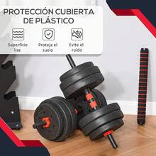 Par de Mancuernas 2 en 1 Multiuso, Múltiples Opciones 10/15/20/30/40Kg, para Entrenamiento de Ejercicio en el Gimnasio en Casa, Set Pesas y Mancuernas Pesas con Barra de Ajustables - 10 kg - Ver 3