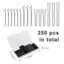 250 Pcs Hair Pins Bobby Pins Brown Hair With Storage Box, Wavy Bobby Pins 2inch 2.4inch, U Shaped Hair Pins 2inch 2.8inch, Suitable For All Hair Types, Hair Clips Hair Pin For Women And Girls - màu đen - Xem 2