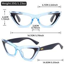 Multi-Degree Progressive Reading Glasses - +1.0 To +4.0 Non-Prescription Magnifying Glasses, Suitable For Elderly And Adults, Computer And Distance Vision, Triangle Cat Eye Frame With Blue Lenses And Transparent Nose Bridge, Ergonomic Design, Multiple Colors Available (Brown/Black/Blue/Gray/White) - Suitable For Reading Books, Smartphones, TV - Long-Lasting Comfort And Clear Vision - Available In Degrees From +1.0 To +4.0 - 茶 - 查看 7