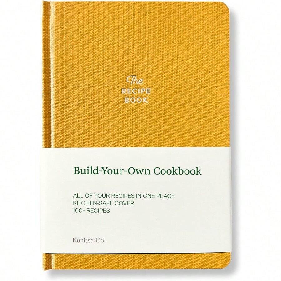 Recipe Notebook Keepsake Gift. Hardcover Blank Recipe Book To Write In Your Own Recipes With Journaling Prompts About The Chef. 100 Recipes Mustard Yellow - MustardYellow - View 1