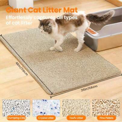 Cat Litter Mat, Large Double Layer Honeycomb Cat Litter Trapping Mat, Non Slip Waterproof Urine Cat Litter Box Mat For Floor, Kitty Litter Rug, Cat Supplies