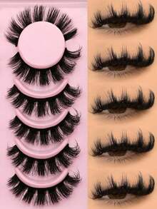 6 Pairs Manga Lashes Eye Lashes Faux Mink Eyelashes Eye Eyelashes Natural Full False Eyelashes Cosplay Travel Essentials Makeup Tools (8-15) Strip Lashes, Lashes, Eyelashes, Lashes - Đen 3 - Xem 1