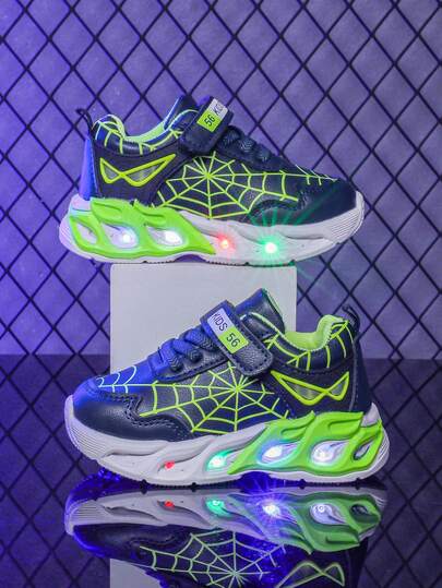 Zapatos deportivos con malla transpirable y LED luminoso, adecuados para niños y niñas - Casual, con amortiguación de impactos, antideslizantes para todo el año para correr y caminar al aire libre