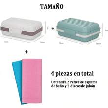 Jabón de Viaje, Bandeja de Jabón de Baño Portátil con Bandeja Adecuada para Baño, Gimnasio - Gris+Azul - Ver 8
