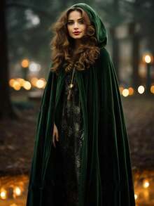 1 pieza Capa con capucha unisex de tela de terciopelo para fiestas y actuaciones, ideal para varios festivales, disfraces de Halloween, diablo, vampiro, vestirse, accesorios de disfraces de festival - Multicolor - Ver 1