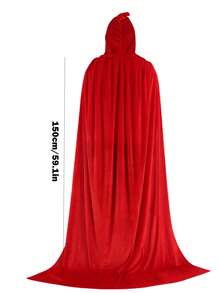1 pieza Capa con capucha unisex de tela de terciopelo para fiestas y actuaciones, ideal para varios festivales, disfraces de Halloween, diablo, vampiro, vestirse, accesorios de disfraces de festival - Multicolor - Ver 5