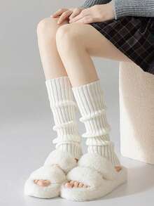 1 par de calentadores de piernas de unicolor, utilizados para botas de nieve, elegantes y cálidos, adecuados para atuendos de regreso a la escuela, calcetines de Halloween, otoño e invierno, compras casuales, vacaciones, atuendos de fiesta de Navidad