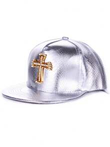 1 Stück Straßenparty Lässig PU Leder Patchwork Hip Hop Hut mit Dollarzeichen, unisex ganzjährig goldene Snapback Kappe für Halloween