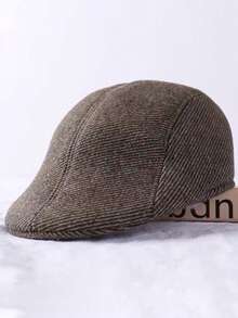 1 pieza Boina casual acolchada y cálida para hombres de edad media y mayores, otoño/invierno