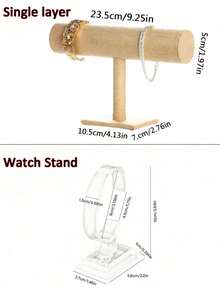 1 件 T 形手链展示架、天鹅绒手镯/手表架、珠宝收纳架、木质底座项链手链吊坠收纳架、时尚女士办公桌装饰收纳架，适用于家居装饰、返校礼物、情人节礼物 - 首飾展示架 - 查看 8