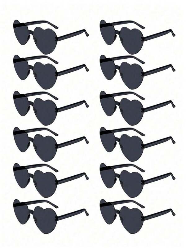 1/2 Pair Heart-Shaped Black Unisex Fashion Glasses, Suitable For Parties, Weddings, Gifts, Holidays, Women's Casual & Business Outfits, Beach Accessories, Halloween Decorations, Christmas Gifts