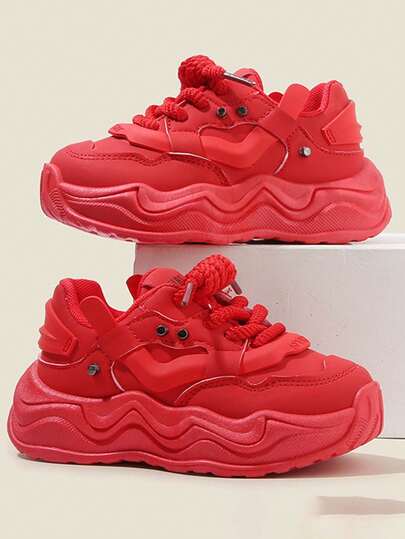 1 Pair Girls Soft Bottom Fashionable Versatile Non-Slip Casual Sneakers, Toddler/Little Kid