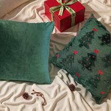 1pc Christmas Tree Decorative Pillow Case, Soft Fluffy Luxury Throw Pillow Cover For Bedroom, Sofa, Christmas Holiday, Winter Home Decor
