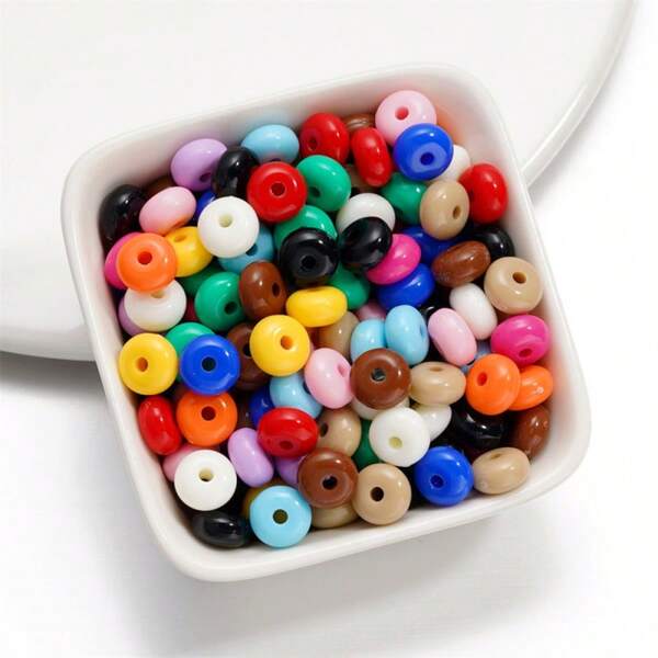 60pcs 8mm Abacus Beads, Flat Glass Beads In Vibrant Mixed Colors, Versatile Spacer Beads, Ideal For DIY Beading Projects, Bracelet And Necklace Making, Jewelry Crafting Supplies