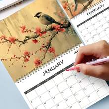 1pc 2026 January To December Watercolor Birds Calendar - December Wildlife Desktop Accessory, Vibrant Tulip Flower Page With Inspirational Quote And Vivid Illustration, Perfect For Nature, Floral And Bird Enthusiasts
