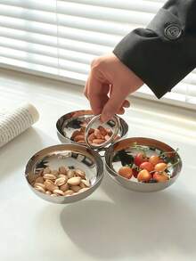 1 件不锈钢茶点盘，客厅水果、糖果、开胃菜、干果托盘、小点心盘食物拼盘 - 銀色 - 查看 7