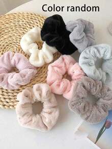 Autumn And Winter New Plush Large Loop Hair Tie That Doesn't Damage Hair, Soft And Thick Fluffy Ponytail Fixed Leather Band Hair Accessory ,Ponytail Holders ,Hair Elastics ,Hair Rubber Bands ,Scrunchies ,Hair Rope