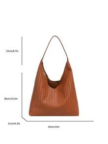 حقيبة كتف كبيرة السعة عصرية للنساء، تصميم - بني - مشاهدة 2