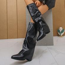 1 Pair Women's New Fashion Pointed Toe Chunky Heel Boots