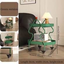 Mesa auxiliar con forma de árbol de Navidad de lujo, estantería de doble capa, mesa auxiliar pequeña y móvil, verde y negro, decoración del hogar, sala de estar, mesa lateral del sofá, mesita de noche, mesa de balcón, mini mesa de té con estante de almacenamiento de doble nivel