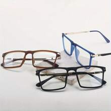 Multi-Focus Photochromic Glasses For Men And Women - Fashion Matte Frame Blue Light Glasses With Metal Nose Bridge And Reinforced Hinges - Unisex Reading Glasses Suitable For Indoor/Outdoor Use, Perfect Gift For Loved Ones, Elderly, Or Friends - 藍色 - 查看 4