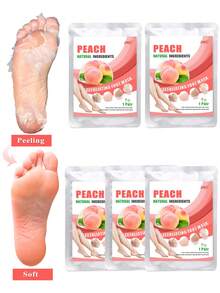 5双足部去角质足膜 - 去除粗糙、龟裂、干燥足部老茧，去除死皮 - 柔软足部去角质膜 - 注入桃子和芦荟提取物，无刺激足部去角质膜，居家水疗体验和礼物创意
