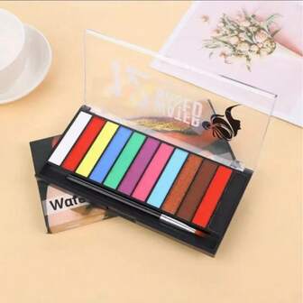 12-Color Piano Tile Face Paint - Water Soluble Halloween Makeup Kit For Cosplay & Party (Washable In 5 Sec, )