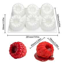 6/24 Cavity Raspberry Mousse Cake Mold, Silicone Mold For Baking, 3D Raspberry Pudding Cake, Silicone Mold, Dessert Chocolate Mold, Blackberry Cake Decorating Tool, Non-Stick Baking Mold - White - View 3