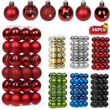 36个圣诞派对装饰球，圣诞挂球，塑料球，圣诞挂饰，圣诞装饰品，适用于圣诞树装饰、家居装饰、户外装饰、节日派对装饰、圣诞派对用品、圣诞主题节日挂饰、圣诞装饰品、家居圣诞礼物、圣诞装饰 - 彩色 - 查看 1