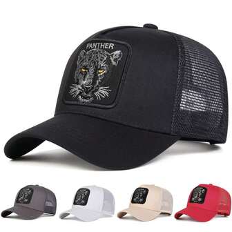 1 pieza Gorra de béisbol con bordado de leopardo para hombre, gorra de malla casual para protección solar al aire libre para viajes de primavera y otoño, vacaciones de playa